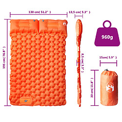 vidaXL Matelas de Camping Auto-gonflant - Orange pas cher