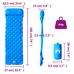 vidaXL Matelas de Camping Gonflable 1 Personne Bleu pas cher