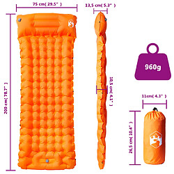 vidaXL Matelas de Camping Autogonflant 1 Personne Orange pas cher