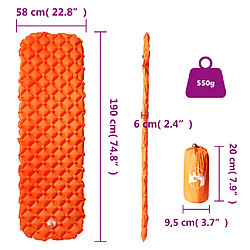 vidaXL Matelas de Camping 190x58x6 cm - Orange pas cher