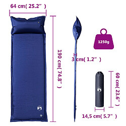 vidaXL Matelas Camping Autogonflant Bleu Marine pas cher