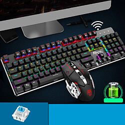 Clavier mécanique rétro-éclairé 104 Touches Clavier gaming 104 touches - Avec souris sans fil 3600dpi - ABS - Ergonomique - Design anti-dérapant