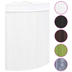 vidaXL Panier à Linge D'Angle - Bambou Blanc Panier d'angle en bambou - 60 L - Doublure amovible - Poignée de transport - Blanc