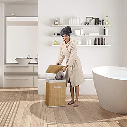Relaxdays Panier à linge bambou - Naturel