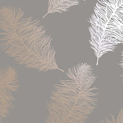 DUTCH WALLCOVERINGS Fawning Feather Gris et Doré Rose