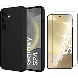 Little Boutik Samsung Galaxy S24 - Coque silicone noir + verre trempé