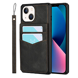 Coque anti-rayures avec béquille pour iPhone 13 Coque en TPU + PU - Protection anti-rayures - Béquille et porte-cartes intégrés