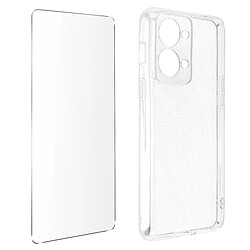Avizar Coque OnePlus Nord 2T - Transparent Pack protection - Silicone souple + Verre trempé 9H - Design visible - Protection intégrale