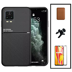 Phonecare Xiaomi Mi 10 Lite Zoom - Marron Kit coque magnétique - Portefeuille magnétique inclus - Verre trempé protection 5D