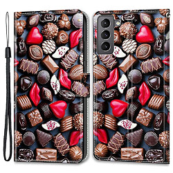 Étui Samsung Galaxy S22 5G - Chocolat créatif Étui antichoc avec support et porte-cartes - TPU flexible - Motif marbre coloré - Chocolat