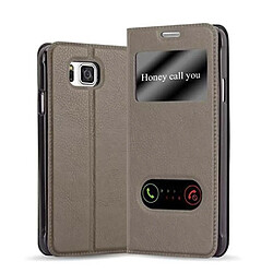 Cadorabo Coque Samsung Galaxy Alpha - Marron Pierre Coque livre style Samsung Alpha - Fenêtre double - Support intégré - Protection complète