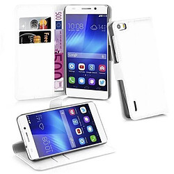 Cadorabo Coque Honor 6 - Blanc Étui portefeuille en similicuir - Compartiments cartes - Fonction support - Protection complète