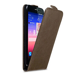 Cadorabo Coque Huawei ASCEND P7 - Marron Étui flip vertical en cuir - Design élégant et pratique - Protection latérale et arrière