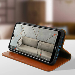 Avizar Étui Huawei Y6 2019/Honor 8A - Cuir Camel pas cher