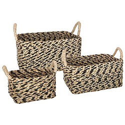 PEGANE Lot de 3 Paniers Osier - Naturel et Noir