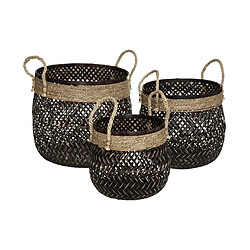 Atmosphera Paniers de rangement bambou corde lot de 3 - Marron
