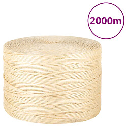 Vidaxl Corde 100 % sisal 3 mm 2000 m Corde en sisal - 100 % naturel - Épaisseur 3 mm - Longueur 2000 m - Durable et multi-usages