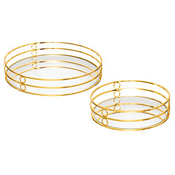 Atmosphera Plateau miroir rond - Or Plateau miroir rond - lot de 2 - en fer - style moderne