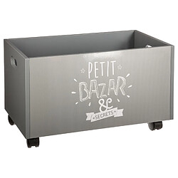 Atmosphera Coffre de rangement à roulettes Kids - 48 x 28 cm - Gris