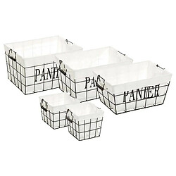 Lot de 5 paniers de rangement métal - Blanc