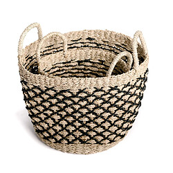 Avis INTEMPORA Set de 2 paniers tressé en jonc de mer - Noir et Beige