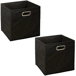 Toilinux Lot de 2 Boites de rangement pliable - 31 x 31 - Noir