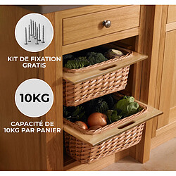 Monstershop Panier de Rangement Coulissants en Pin 40cm Brun Solide Cuisine Salle de Bain