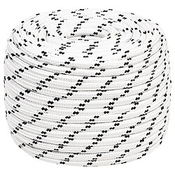 vidaXL Corde de bateau tressé 12 mm 25 m - Blanc Corde de bateau tressé - Polyester - Résistant UV et abrasion - Usage industriel