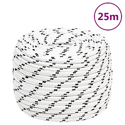 vidaXL Corde de bateau tressé 12 mm 25 m - Blanc pas cher