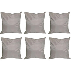 Jardindeco Coussin extérieur Sun 60 cm (Lot de 6) Coussin extérieur - Polyester déperlant - Déhoussable - Gris clair - 60 x 60 cm