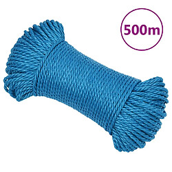 vidaXL Corde de travail 3 mm 500 m - Bleu Corde de travail en polypropylène - Résiste aux UV - Flottante - Force de travail 15 kg