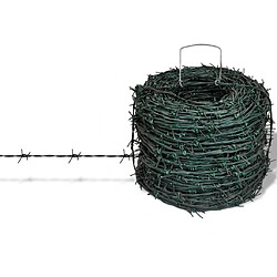 vidaXL - Fil de fer barbelé vert 100 m