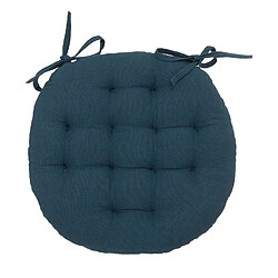 Atmosphera Galette de chaise ronde Alix - Diam. 38 cm - Bleu foncé