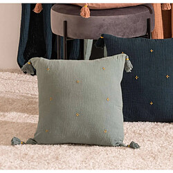 Atmosphera Coussin de chaise brodé rectangulaire Starke - 40 x 40 cm - Céladon