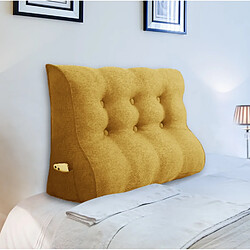 VerCart 100cm Jaune Coussin de lecture - Mélange de lin - Amovible et lavable - Dimensions 100x55 cm