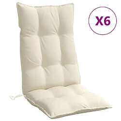 vidaXL Coussins de chaise dossier haut - Crème