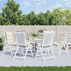 vidaXL Coussins de chaise dossier haut - Crème