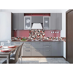 Cpm Crédence adhésive carreaux en aluminium Exa - L. 20 x l. 20 cm - Rouge