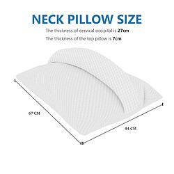 Oreiller ergonomique cervical mémoire forme - 51x76x10 cm - Crème pas cher