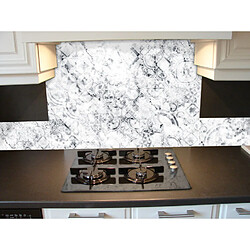 Cpm Crédence adhésive en alu imitation Marbre - L. 70 x l. 60 cm - Blanc