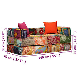 VidaXL Pouf Modulaire 2 Places Patchwork pas cher