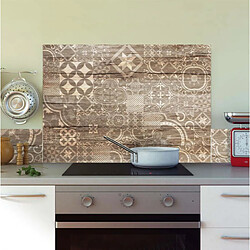 Cpm Crédence adhésive en alu imitation Bois - L. 20 x l. 20 cm - Marron