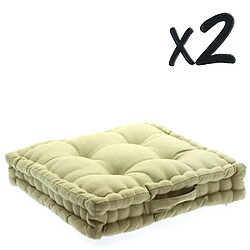 Pegane Lot de 2 Coussins de sol - Lin Coussins de sol - Coton - 40 x 40 x 8 cm - Lin