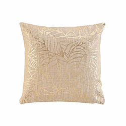 Coussin Déco Noël 40x40 Cm - Tissu Coton Recyclé, Motif Sapin Enneigé écru Et Or - Housse Déhoussable Avec Zip