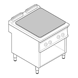 Plaque électrique de mijotage double sur placard ouvert - 4 plaques - gamme 900 - module 400 - Tecnoinox