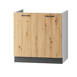 Pegane Cuisine Celia 5 éléments - Gris Mat/Chêne Artisan pas cher