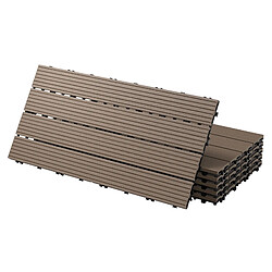 ECD Germany WPC Carreaux 60x30 cm - Marron Foncé