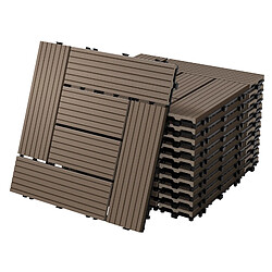 ECD Germany WPC Carreaux 30x30 cm - Marron Foncé