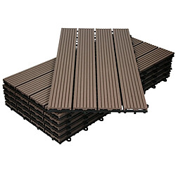 ECD Germany WPC Carreaux 60x30 cm - Marron Foncé