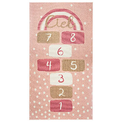 Atmosphera Tapis enfant rectangulaire Marelle - 80 x 150 cm - Rose